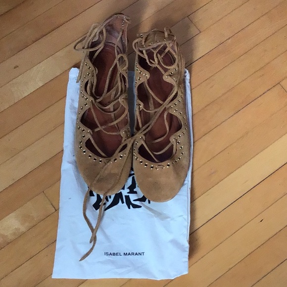 Isabel marant ballerinas in used condition size FR41 (US9.5-10) in tan suede - Picture 2 of 6